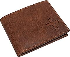 Real Genuine Leather RFID Blocking Wallets Mens Wallet Bifold Classic Engraved Logos, Tan, Cross - Amazon.ae Price Tracker