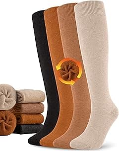 Aoliks Warm Knee High Socks for Women,Cotton Thermal Socks for Hiking Skiing Winter Gifts - Amazon.ae Price Tracker
