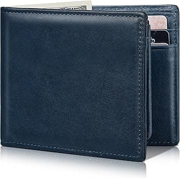 Mens Wallet Bifold Genuine Leather RFID Blocking, Blue, Classic - Amazon.ae Price Tracker