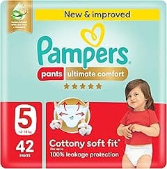 Pampers Ultimate Comfort Pants Diapers, Size 5, 12-18kg, Lotion infused with Aloe Vera and Vitamin E, Cottony Soft Fit for up to 100% Leakage Protection, Super Saving Pack, 42 Count - Amazon.ae Price Tracker