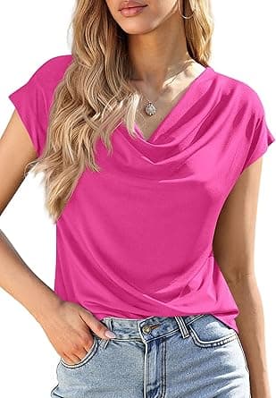 PRETTYGARDEN Womens Tops Dressy Casual Clothing 2026 Summer Cowl Neck Short Sleeve Blouses Spring Business Work Office Shirts - Amazon.ae Price Tracker