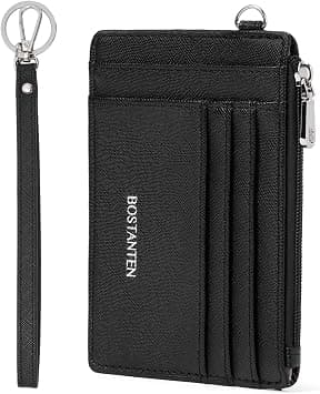 BOSTANTEN Small Wallet For Women RFID Leather Credit Card Holder Slim Wristlet Keychain Wallet With Zipper Pocket Black - Amazon.ae Price Tracker
