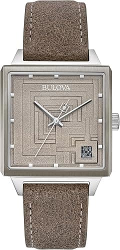 Bulova Men's Frank Lloyd Wright Limited Edition 'Ennis House' Silver Stainless Steel Watch, Grey Leather Strap Watch, Textured Medallion Grey Pattern Dial, 3 Hand (Model: 96A314) - Amazon.ae Price Tracker