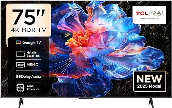 TCL 75P6K-UK 75" 4K Ultra HD, HDR TV, Smart TV Powered by Google TV (Dolby Audio, Voice Control, compatible with Google assistant, Chromecast built-in, 2025 New Model) - Amazon.ae Price Tracker