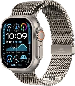 Apple Watch Ultra 2 GPS + Cellular 49mm Smartwatch, Sports Watch with Natural Rugged Titanium Case and Natural Milanese Loop- S. Fitness Tracker, Precision GPS, Extra-Long Battery Life, Carbon Neutral - Amazon.ae Price Tracker