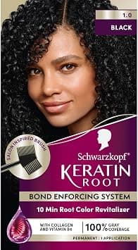 Schwarzkopf Keratin Root Permanent Hair Color Kit, 1.0 Black, 1-Application Root Touch-Up with Collagen & Vitamin B6, Complete Gray Coverage, Precision Brush, All Hair Types & Textures - Amazon.ae Price Tracker
