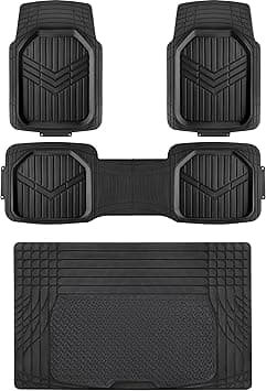 Amazon Basics 4-Piece All-Weather Protection Heavy Duty Rubber Floor Mats Set with Cargo Liner for Cars, SUVs, and Trucks,Black,Universal Trim to Fit - Amazon.ae Price Tracker