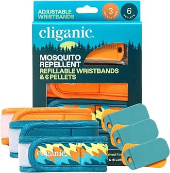 Cliganic Mosquito Repellent Pack (3 Wristbands + 6 Refill Pellets) - Adjustable, Natural DEET-Free, Essential Oil Infused - Amazon.ae Price Tracker