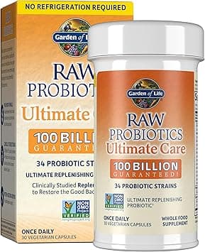 Garden of Life Raw Probiotics for Women and Men Ultimate Care 100 Billion CFU Shelf Stable Non Refrigerated Probiotic Supplement for Adults, Clinically Studied Strains, Digestive Enzymes, 30 Capsules - Amazon.ae Price Tracker