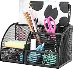Valuxe Mesh Desk Organizer Pencil Holder with Drawer - All in One Pen Holder for Desk, Multi-Functional Caddy Pen Holder Stationery Desk Accessories Organizer for Office, Home, School, Classroom - Amazon.ae Price Tracker