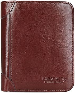 LAORENTOU Wallet for Men Genuine Leather Bifold Stylish Wallet With Double ID Window and 2 Memory Card Positions(Dark brown) - Amazon.ae Price Tracker