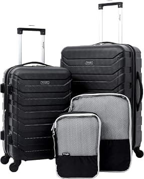 Travelers Club Wrangler 4 Piece Luggage and Packing Cubes Set, Black, 4-Piece Set, 4 Piece Luggage and Packing Cubes Set - Amazon.ae Price Tracker
