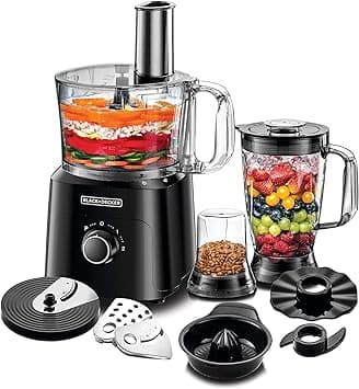 BLACK+DECKER 5-in-1 Food Processor, 750W Power, 2L Processing Bowl, 1.8L Blender Jar with Stainless Steel Blades, 34 Functions for Chopping, Slicing, Shredding, Compact Design, Black - FX775-B5 - Amazon.ae Price Tracker