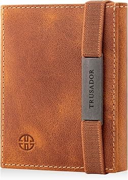 TRUSADOR Marseille Rfid Leather Wallet for Women and Men Includes ID Window, Detachable Mirror, Holds Bills, Cards, Includes Coin Pocket, Holds Cash, Cognac, Small, Minimalist - Amazon.ae Price Tracker