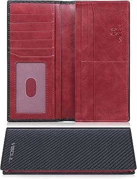 Mens Checkbook Leather Wallets Long Bifold Wallets for Men Suit Wallet with 3 Cash Compartments 12 Credit Card Slots, Black+Burgundy, one size, - Amazon.ae Price Tracker