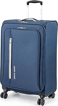 Pierre Cardin Cion Soft Sided Luggage with Stress Tested Durable Wheels | Telescopic Drag Handle Suitcase with Packing Straps CL610M, Navy & Grey, L, Large 78cm - Amazon.ae Price Tracker