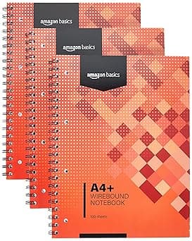 Amazon Basics Wirebound Notebook, 100 Sheets, 200 Pages A4+, 80GSM, red, Pack of 3 - Amazon.ae Price Tracker