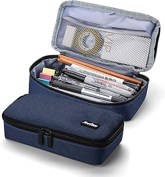 ProCase Pencil Bag Pen Case, Large Capacity Students Stationery Pouch Pencil Holder Desk Organizer with Double Zipper, Portable Pencil Pouch for School Office Supplies (Navy) - Amazon.ae Price Tracker