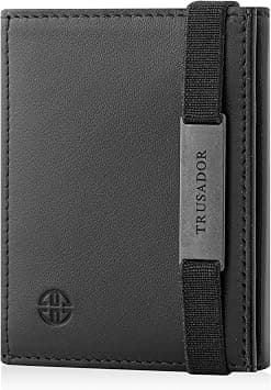 TRUSADOR Marseille Rfid Leather Wallet for Women and Men Includes ID Window, Detachable Mirror, Holds Bills, Cards, Includes Coin Pocket, Holds Cash, Black, Small, Minimalist - Amazon.ae Price Tracker