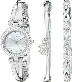 Anne Klein Women's Premium Crystal Accented Bangle Watch and Bracelet Set - Amazon.ae Price Tracker