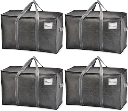VENO 4 Pack Extra Large Moving Storage Bags with Zippers, Foldable Heavy-Duty Tote for Space Saving, Alternative to Moving Boxes, Packing Supplies, Plastic Storage Bins (Dark Gray, 4 Pack) - Amazon.ae Price Tracker