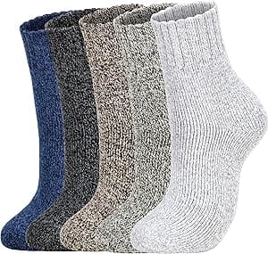 Clothclose 5 Pairs Wool Socks - Warm Wool Socks For Women/Men, Super Soft Crew Socks Boot Socks, Thick Knit Cozy Socks - Amazon.ae Price Tracker