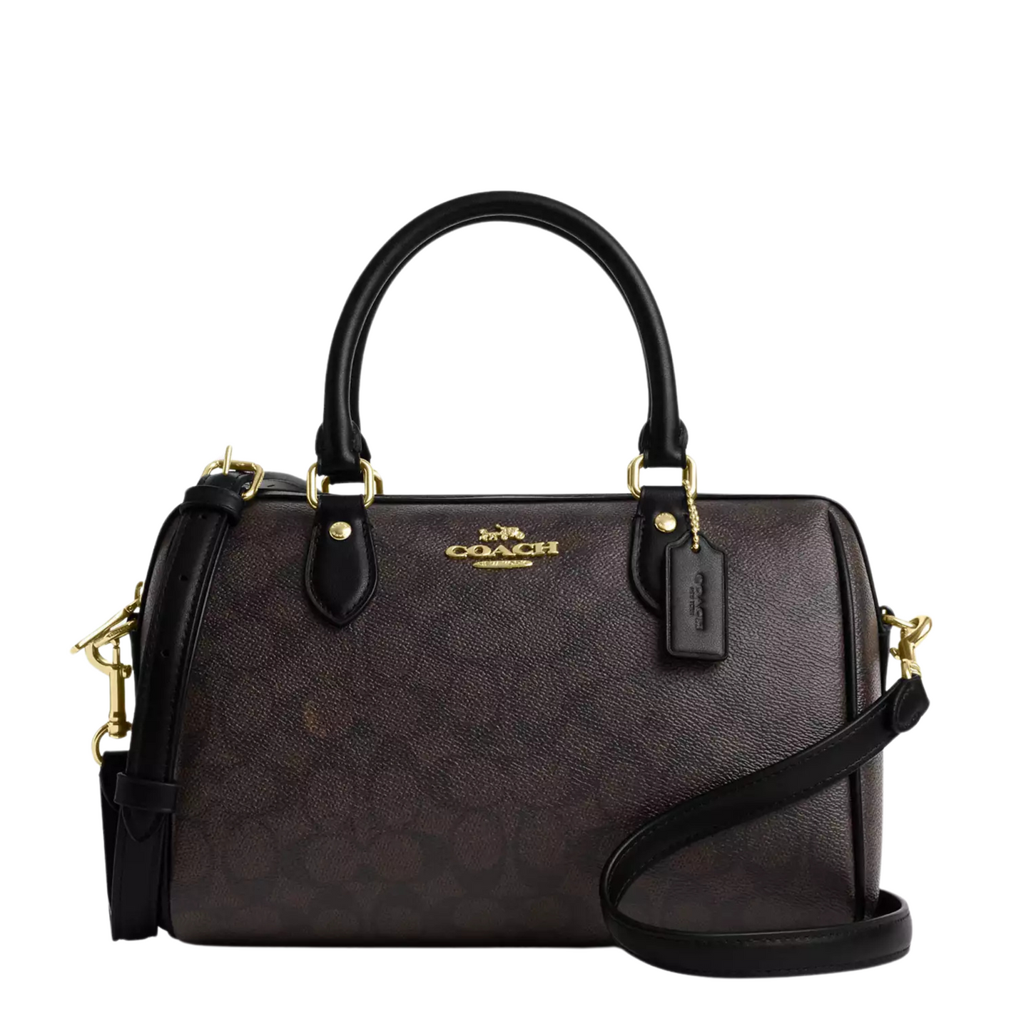 Coach Rowan Satchel Bag In Signature Canvas (Gold/Walnut/Black)