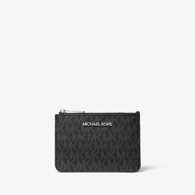 Michael Kors Jet Set Travel Small Logo Saffiano Leather Coin Pouch (Black)
