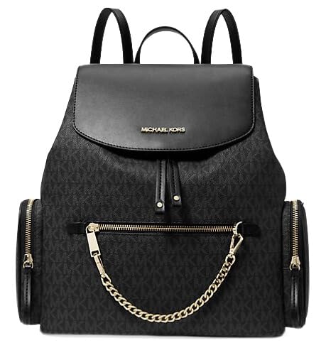 Michael Kors Jet Set Large Signature PVC Chain Backpack Flap Book Bag