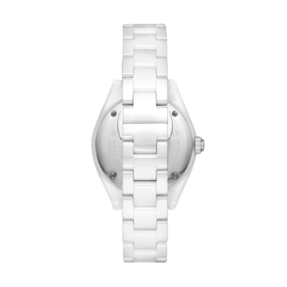 Emporio Armani Women's Watch Three-Hand Date, Silver and White Ceramic, AR70014