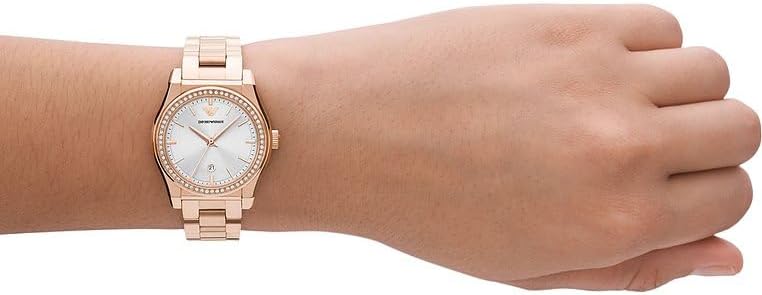 Emporio Armani Watch for Women, Three Hand Quartz Movement and 32mm Case Size with Stainless Steel, Leather or Silicone Strap