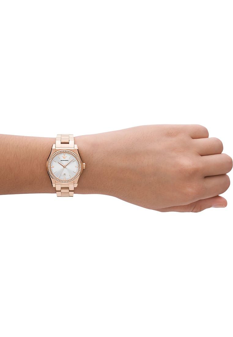 Emporio Armani Watch for Women, Three Hand Quartz Movement and 32mm Case Size with Stainless Steel, Leather or Silicone Strap