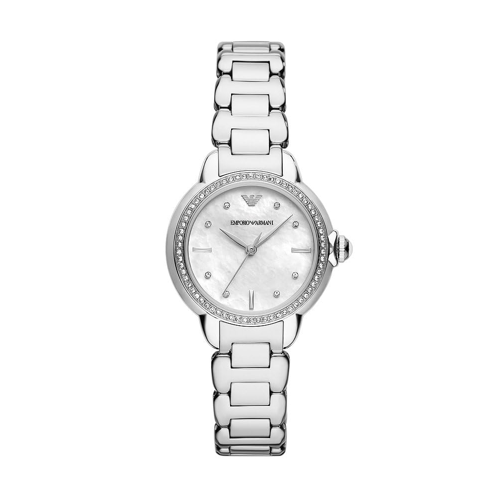 Emporio Armani Watch for Women, Three Hand Quartz Movement and 32mm Case Size with Stainless Steel, Leather or Silicone Strap