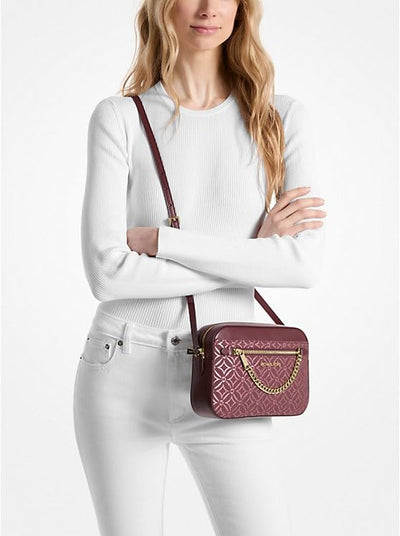 Michael Kors Womens Crossbody Handbag - (Metallic Logo Jacquard)