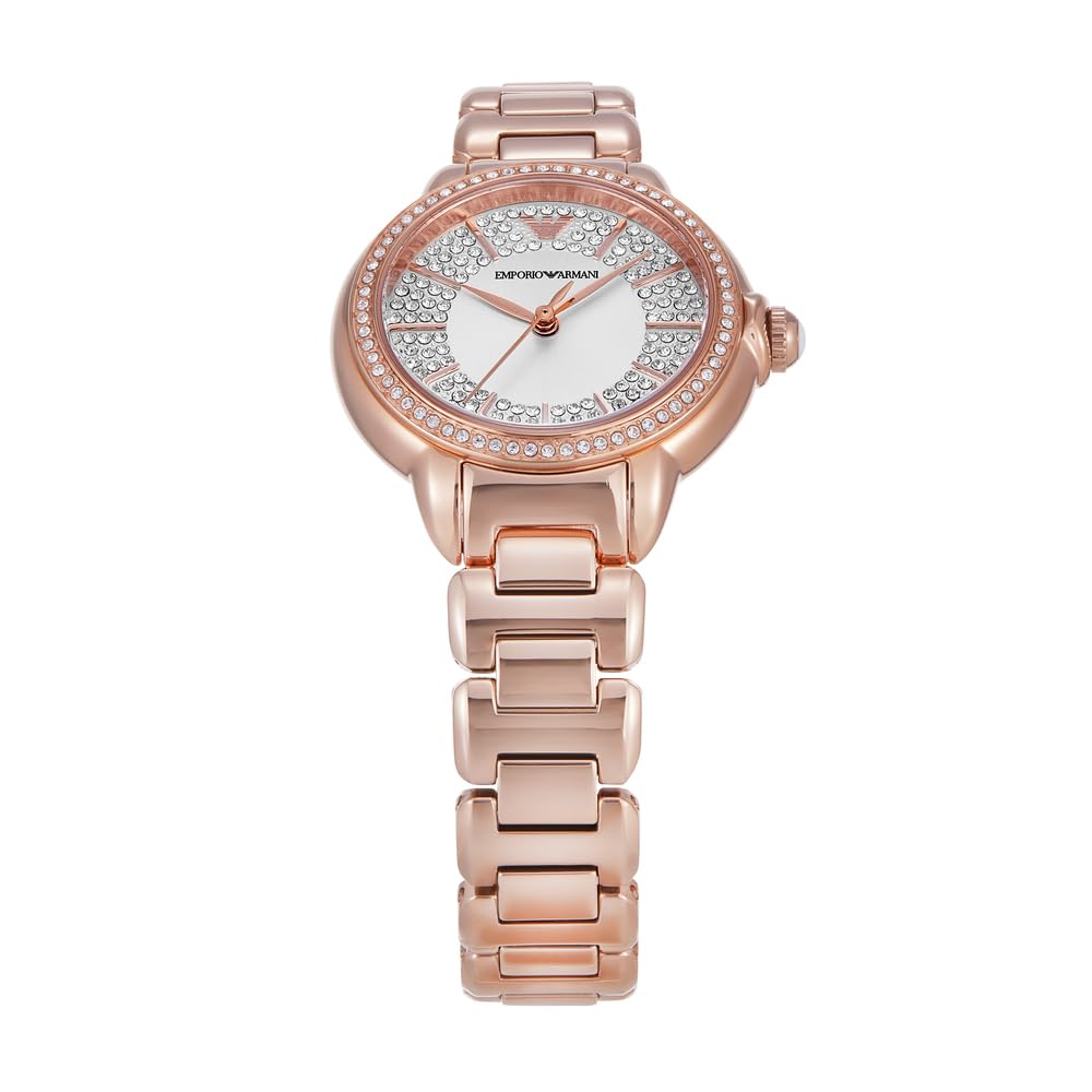 Emporio Armani Watch for Women, Three Hand Quartz Movement and 32mm Case Size with Stainless Steel, Leather or Silicone Strap