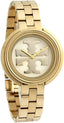 Tory Burch TBW6208 Miller Womens Gold Dress Watch, White Logo Dial, Stainless Steel Band