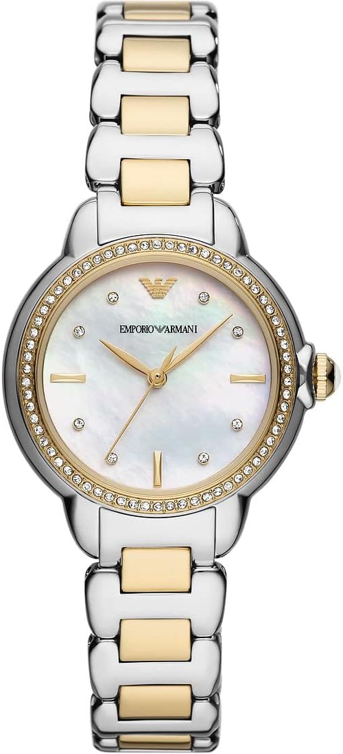 Emporio Armani Watch for Women, Three Hand Quartz Movement and 32mm Case Size with Stainless Steel, Leather or Silicone Strap