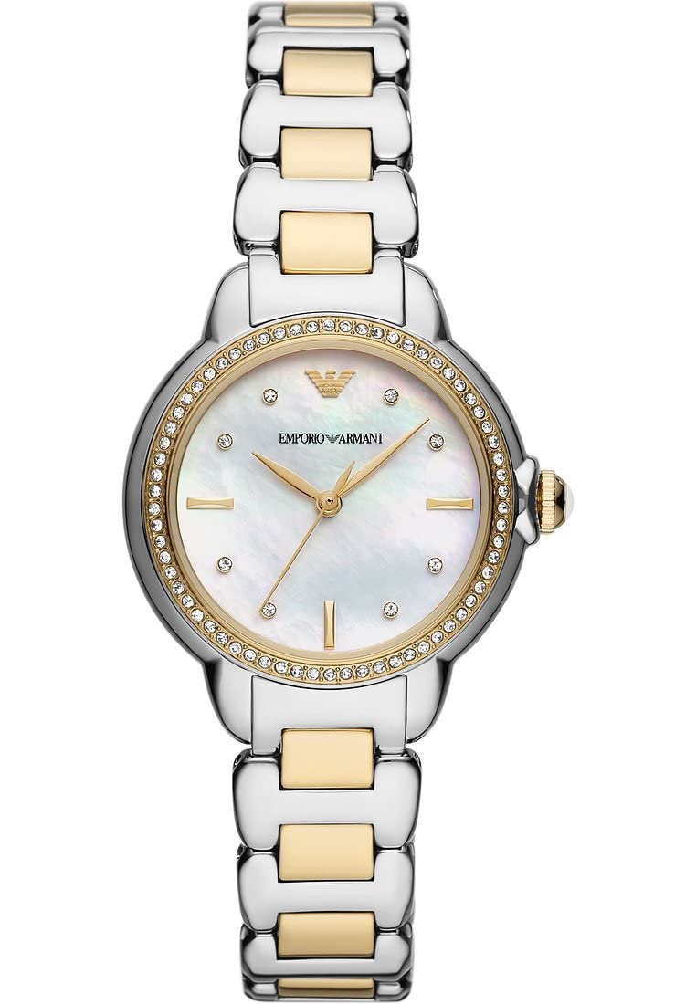 Emporio Armani Watch for Women, Three Hand Quartz Movement and 32mm Case Size with Stainless Steel, Leather or Silicone Strap