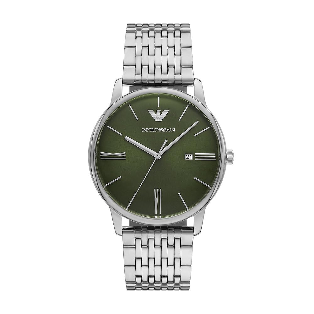 Emporio Armani Watch for Men, Quartz Movement and 42mm Case Size with Stainless Steel, Leather or Silicone Strap