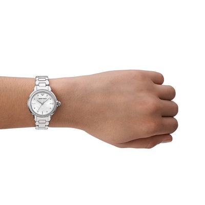 Emporio Armani Watch for Women, Three Hand Quartz Movement and 32mm Case Size with Stainless Steel, Leather or Silicone Strap