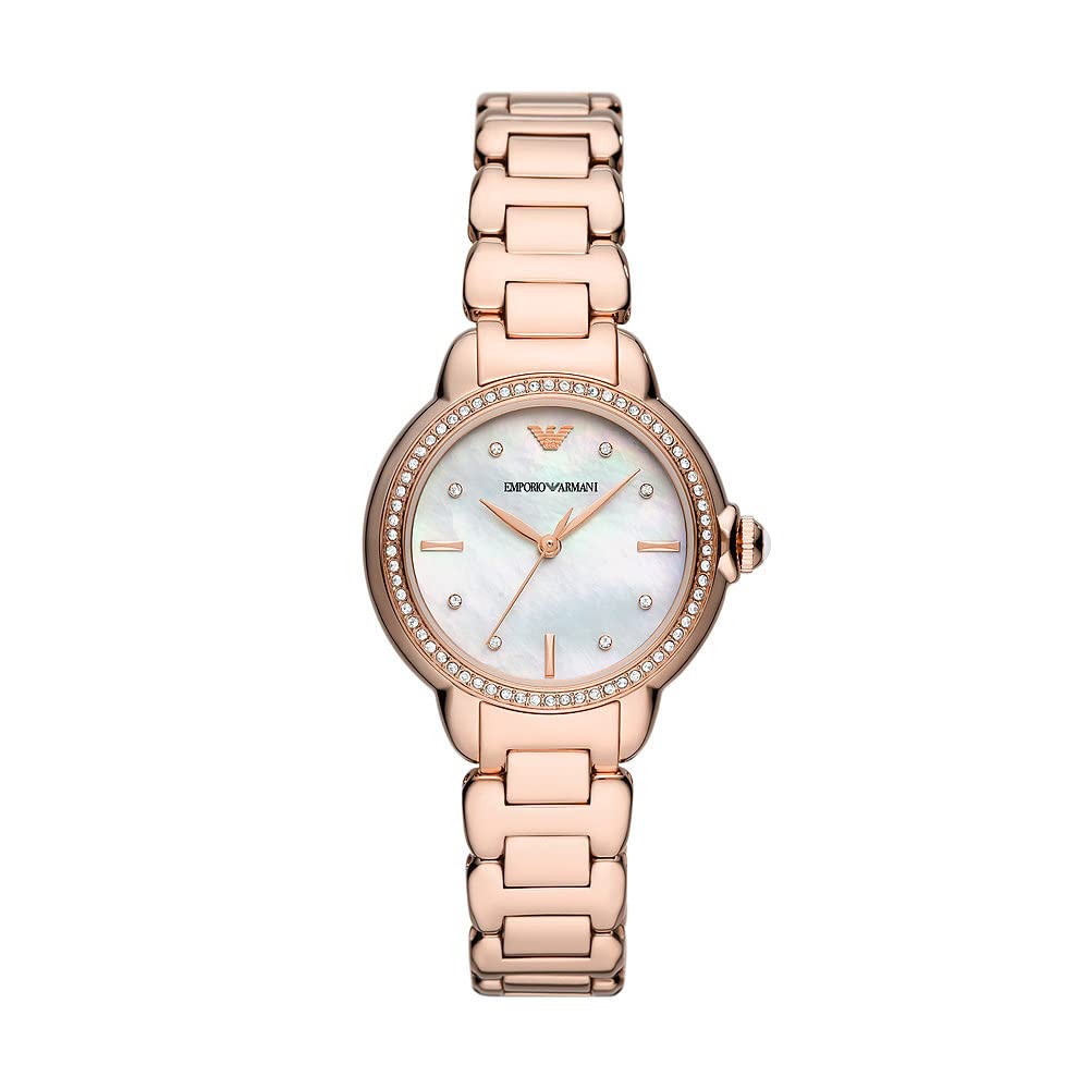 Emporio Armani Watch for Women, Three Hand Quartz Movement and 32mm Case Size with Stainless Steel, Leather or Silicone Strap