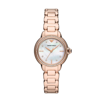 Emporio Armani Watch for Women, Three Hand Quartz Movement and 32mm Case Size with Stainless Steel, Leather or Silicone Strap