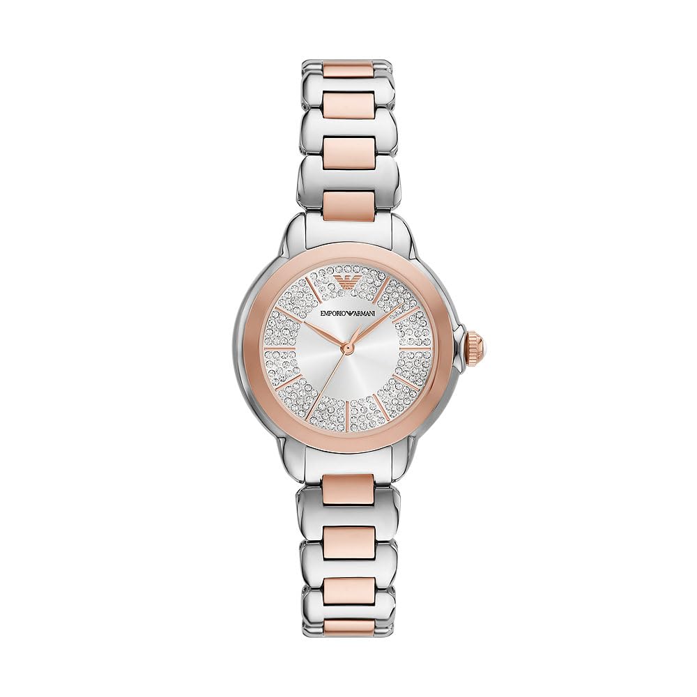 Emporio Armani Watch for Women, Three Hand Quartz Movement and 32mm Case Size with Stainless Steel, Leather or Silicone Strap