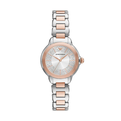 Emporio Armani Watch for Women, Three Hand Quartz Movement and 32mm Case Size with Stainless Steel, Leather or Silicone Strap