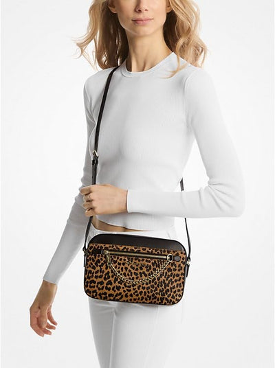 Michael Kors Jet Set Logo Crossbody Handbag (Black/Tiger Color)