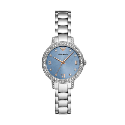 Emporio Armani Watch for Women, Three Hand Quartz Movement and 32mm Case Size with Stainless Steel, Leather or Silicone Strap