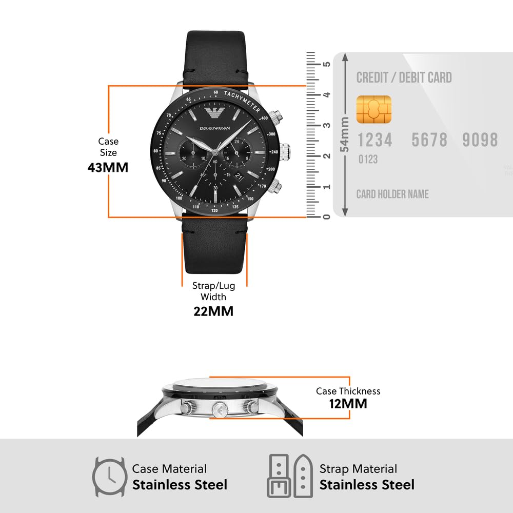 Emporio Armani Men Black Dial Leather Analog Watch - AR11243