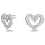 Swarovski Una stud earrings Heart, White, Rhodium plated