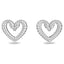 Swarovski Una stud earrings Heart, White, Rhodium plated