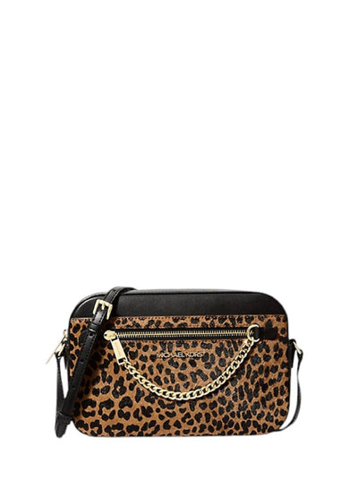 Michael Kors Jet Set Logo Crossbody Handbag (Black/Tiger Color)